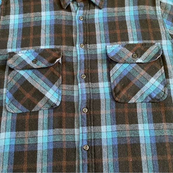 Vintage Sears Roebuck and Co. Plaid Flannel Acrylic Wool Button Up Shirt Sz L - Picture 2 of 7